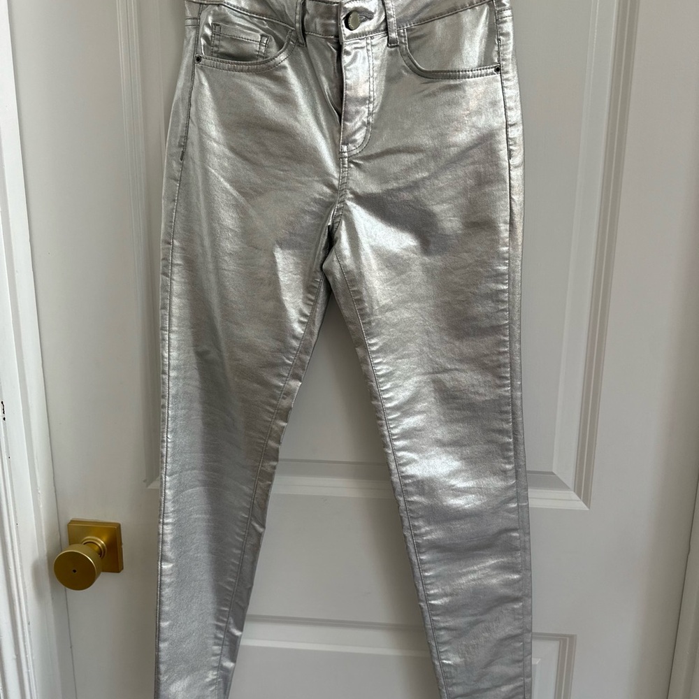 Zara Metallic Silver Jeans